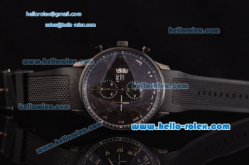 IWC Portuguese Chrono Japanese Miyota OS10 Quartz PVD Case Roman Markers with Black Rubber Strap and Black Dial