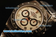 Rolex Daytona Chronograph Swiss Valjoux 7750 Automatic Movement PVD Case White Dial with Arabic Numerals and PVD Strap
