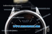 Rolex Cellini Clone Rolex 3132 Automatic Steel Case with Black Dial Black Leather Strap - (BP)