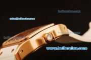 Cartier Santos 100 Swiss ETA 2671 Automatic Rose Gold Case with Diamond Bezel and White Rubber Strap - 1:1 Original