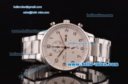 IWC Portuguese Chronograph Japanese Miyota OS10 Quartz Stainless Steel Case with Stainless Steel Strap and White Dial