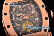 Richard Mille RM036 ST28-UP Automatic Rose Gold Case with Black Rubber Strap Skeleton Dial and Arabic Numeral Markers- 7750 Coating