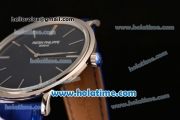 Patek Philippe Calatrava Miyota OS2035 Quartz Steel Case with Blue Dial and Stick Markers