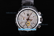 Tag Heuer Carrera Chronograph Quartz Movement with White Dial and Black Strap