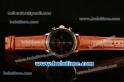 IWC Portuguese Chrono Miyota OS20 Quartz Rose Gold Case with Brown Leather Strap and Black Dial