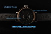 U-BOAT IFO Left Hook Automatic PVD Bezel with Black Dial and Leather Strap-Black Carbon Marking