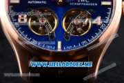 IWC Big Pilot Double Tourbillon Asia ST28 Automatic Rose Gold Case with Blue Dial and Brown Leather Strap Stick/Arabic Numeral Markers