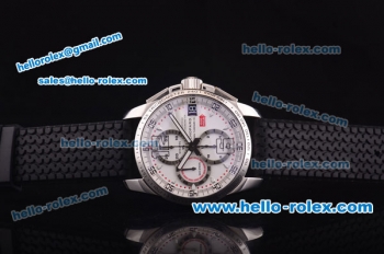 Chopard Gran Turismo GT XL Chronograph Swiss Valjoux 7750 Movement Silver Case with White Dial and Black Rubber Strap