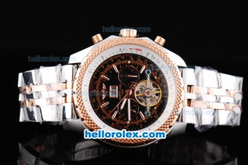 Breitling For Bentley Tourbillon Automatic with Black Dial and Honeycomb Bezel-Two Tone Strap