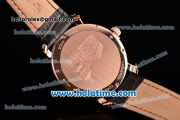 Vacheron Constantin Malte Miyota Quartz Rose Gold Case with Black Leather Bracelet Grey Dial and Stick Markers