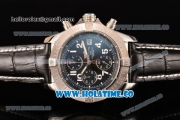 Breitling Avenger Seawolf Miyota Quartz Steel Case with Black Dial and Black Leather Strap - Arabic Numeral Markers