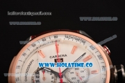 Tag Heuer Carrera MikroPendulumS Chrono Miyota Quartz Steel Case with Rose Gold Bezel White Dial and Stick Markers