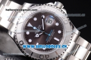 Rolex Yacht-Master 40 Clone Rolex 3135 Automatic Stainless Steel Case/Bracelet with Black Dial and Dot Markers (BP)