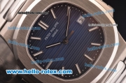 Patek Philippe Nautilus Swiss ETA 2824 Automatic Steel Case/Strap with Blue Dial