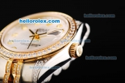 Rolex Datejust Automatic Movement White Dial with Two Tone Strap and Diamond Bezel