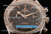 Omega Speedmaster '57 Co-Axial Chronograph Clone Omega 9300 Automatic Steel Case with Black Dial Stick Markers and Brown Leather Strap (EF)