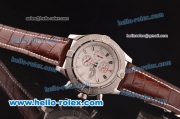 Breitling Super Avenger Chronograph Miyota Quartz Steel Case with White Dial and Brown Leather Strap