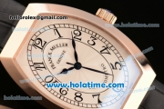 Franck Muller Chronometro Miyota Quartz Rose Gold Case with Black Leather Bracelet White Dial and Black Markers