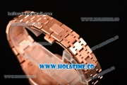 Audemars Piguet Royal Oak 33MM Miyota Quartz Rose Gold Case/Bracelet with White Dial and Stick Markers (EF)