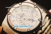 Hublot King Power F1 Chronograph Miyota Quartz Steel Case with White Skeleton Dial and Black Rubber Strap