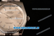 Rolex Datejust Clone Rolex 3135 Automatic Steel Case White Dial With Stick Markers Steel Bracelet- 1:1 Original(AR)