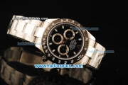 Rolex Daytona Chronograph Swiss Valjoux 7750 Automatic Movement Steel Case with Black Dial and Black Bezel-Steel Strap