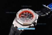 Audemars Piguet Royal Oak Chronograph Swiss Valjoux 7750 Automatic Movement Black Grid Dial with Red Number Markers