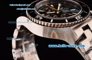 Breitling Superocean Chrono II Swiss Valjoux 7750-SHG Automatic Steel Case PVD Bezel with Steel Strap Black Dial Stick Markers-Orange Hands