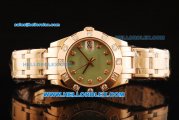 Rolex Datejust Swiss ETA 2836 Automatic Movement Full Rose Gold with Green Dial and Diamond Markers/Bezel