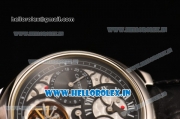 Cartier Ballon Bleu De Tourbillon Asia Automatic Steel Case with Black Skeleton Dial and Black Leather Strap