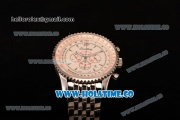 Breitling Montbrillant Chronograph Quartz Movement Silver Case with Beige Dial and Silver Stick Marker-SSband