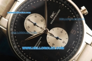 IWC Portuguese Chronograph Quartz Movement Full Steel with Black Dial and Arabic Numerals