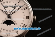 BlancPain Villeret Miyota 9015 Automatic Steel Case with White Dial and Black Leather Strap - (AAAF)