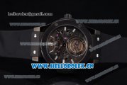 Hublot Classic Fusion Tourbillon Swiss Tourbillon Manual Winding PVD Case with Skeleton Dial Black Rubber Strap and Stick Markers (GF)