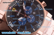 Ferrari Chronograph Miyota Quartz Full Rose Gold with Black Dial and Three Blue Subdials