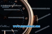 Rolex Cellini Time Clone Rolex 3132 Automatic Rose Gold Case with Black Dial and Black Leather Strap - 1:1 Origianl (BP)