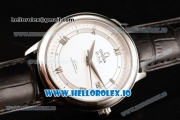 Omega De Ville Prestige Co-Axial Clone Omega Calibre 2500 Automatic Movement Steel White Dial and Roman Numeral Markers Leather Strap (YF)