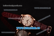 Vacheron Constantin Patrimony Miyota 9015 Automatic Rose Gold Case with White Dial Diamonds/Roman Numeral Makrers and Brown Leather Strap (YR)