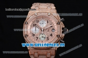 Audemars Piguet Royal Oak Offshore Seiko VK67 Quartz Rose Gold/Diamonds Case with Rose Gold Dial and Diamonds Bezel