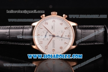 IWC Portugieser Chrono Swiss Valjoux 7750 Automatic Rose Gold Case with White Dial Black Leather Strap and Arabic Numeral Markers - 1:1 Original