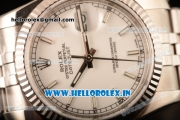 Rolex Datejust Clone Rolex 3135 Automatic Steel Case White Dial With Stick Markers Steel Bracelet- 1:1 Original(AR)