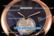 Cartier Rotonde De Miyota Quartz Rose Gold Case/Bracelet with Blue Dial