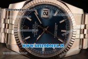 Rolex Datejust Clone Rolex 3135 Automatic Steel Case Blue Dial With Stick Markers Steel Bracelet- 1:1 Original(AR)