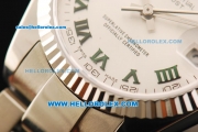 Rolex Datejust Automatic Movement Steel Case and Strap with White Dial and Green Roman Numerals-Lady Model