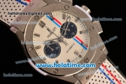 Hublot Big Bang Chrono Miyota OS20 Quartz Steel Case with White Leather Strap and White Dial