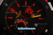 Hublot Big Bang Chronograph Miyota Quartz Movement Full PVD Case with Black Dial-Red Markers and Black Rubber Strap