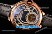 Cartier Ballon Bleu De Tourbillon Asia Automatic Rose Gold Case with Black Dial and Black Leather Strap - Roman Numeral Markers