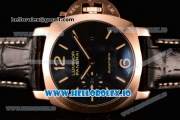 Panerai Luminor Marina 1950 3 Days Automatic Composite Asia Automatic Rose Gold Case Black Dial With Stick/Arabic Numeral Markers Black Leather Strap