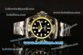 Rolex Sea-Dweller Deepsea Asia 2813 Automatic PVD Case/Strap with Black Dial and Yellow Diver Index