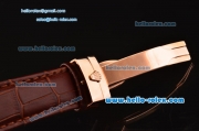 Rolex Cellini Danaos Swiss Quartz Rose Gold Case with Brown Leather Strap Orange Dial Stick Markers